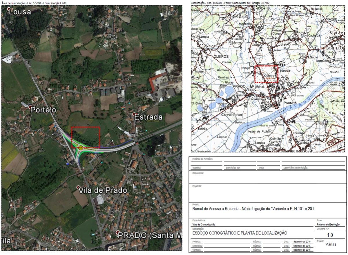 Planta de licenciamento de acesso a rotunda na EN101, Braga