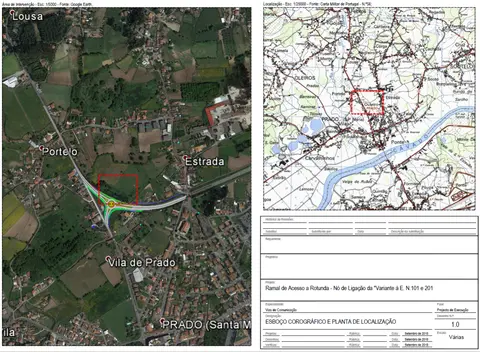 Planta de licenciamento de acesso a rotunda na EN101, Braga